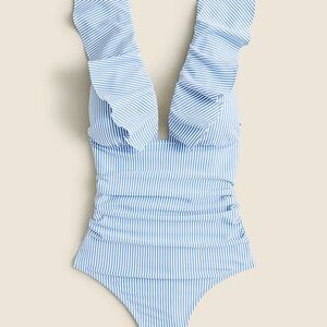 J. Crew Blue Striped One-Piece Swimsuit
